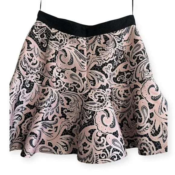 Mary Katrantzou Paige printed satin‎ twill mini skirt, Pink Size US12, Nwt
